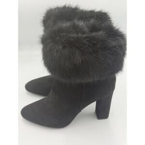 Impo 'Orly' Black Faux Fur Trim Ankle boot. Size 8